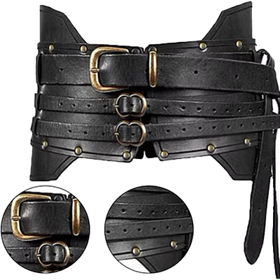 Fituenly Medieval Metal Leather Belt