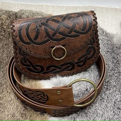 Medieval Embossed O Ring Belt with Belt Bag